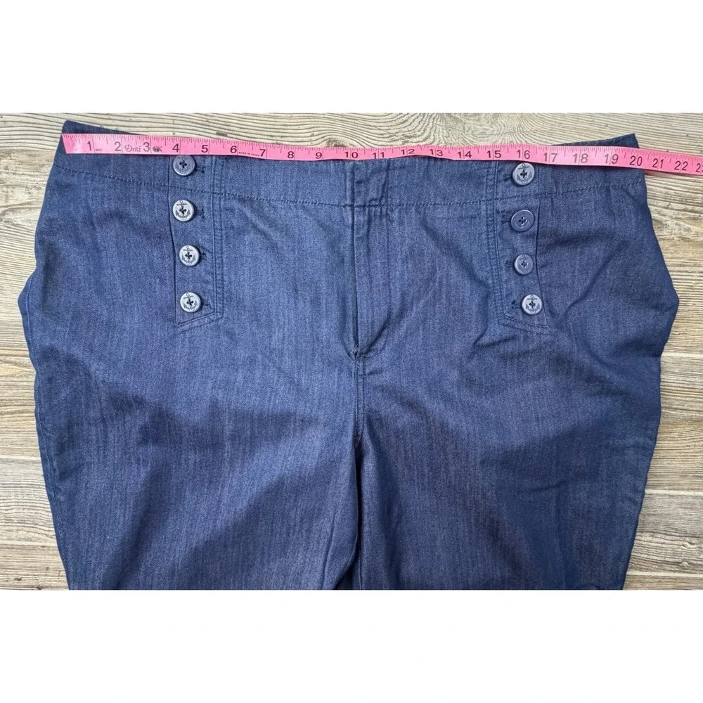 Talbots Trouser Jeans 18W (40x31) Cotton/Tencel Lightweight Wide‎ Leg Denim Blue